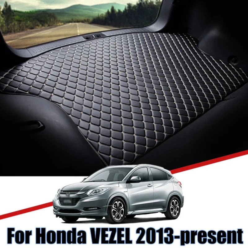 

Кожаные коврики на заказ для багажника автомобиля Honda VEZEL 2013 2014 2015 2016 2017-2021, водонепроницаемый нескользящий поднос, аксессуары для груза