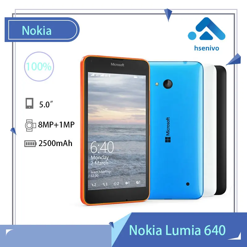 

Nokia Lumia 640 Refurbished-Original 8MP Camera NFC Quad-core 8GB ROM 1GB RAM mobile 4G LTE FDD 4G 5.0" 1280x720 4G phone