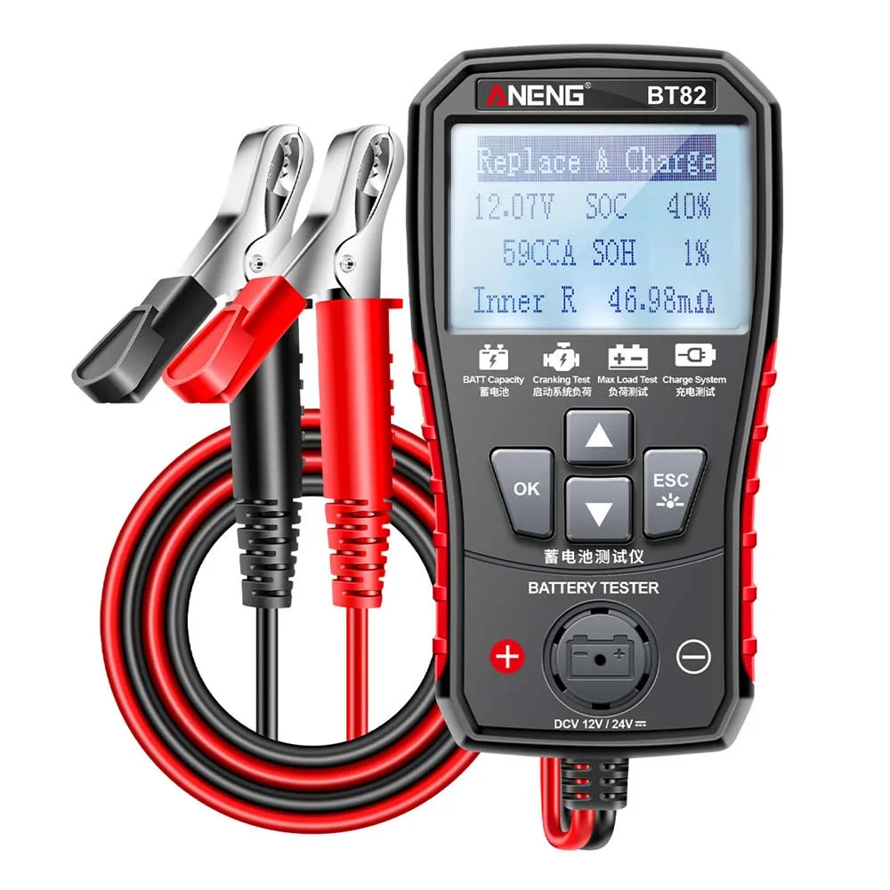 

DC12V-24V Car Battery Tester Lithium Battery Power Tester LCD Digital Display Battery Capacity Analysis Tester Battery Test Tool