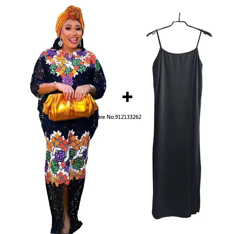 

African Women Dashiki Diamond Abaya Muslim Stylish Long Evening Maxi Dresses Kaftan Come With Black Inner Free Size Clothing