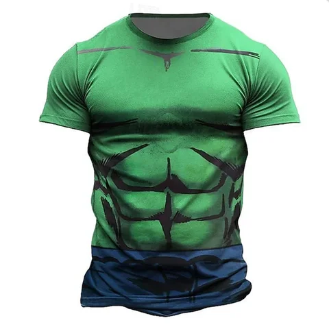 3D искусственный принт мышц, одежда для косплея в стиле комиксов, летняя повседневная спортивная футболка для фитнеса на открытом воздухе, быстросохнущая дышащая мужская футболка