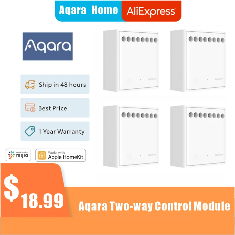 Aqara-módulo de Control bidireccional, controlador de relé inalámbrico de 2 canales, funciona con la aplicación Smart Xiaomi Home y Apple Home Kit, 100% Original