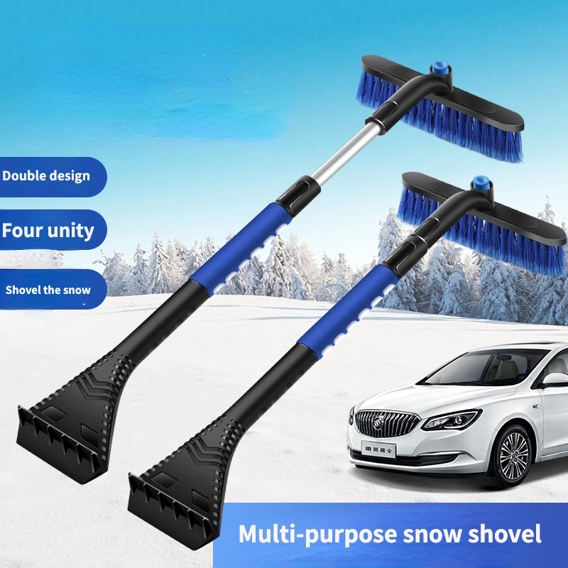 Vehicle snow shovel multi-purpose vehicle deicing snow plow double head aluminum alloy snow plow brush retractable snow plow