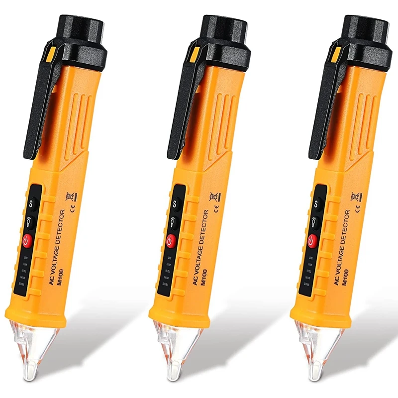 

3 Pcs Voltage Meter Tester AC 12-1000V Non Contact Voltage Detector Buzzer Alarm Electrical Testing Wire Tester