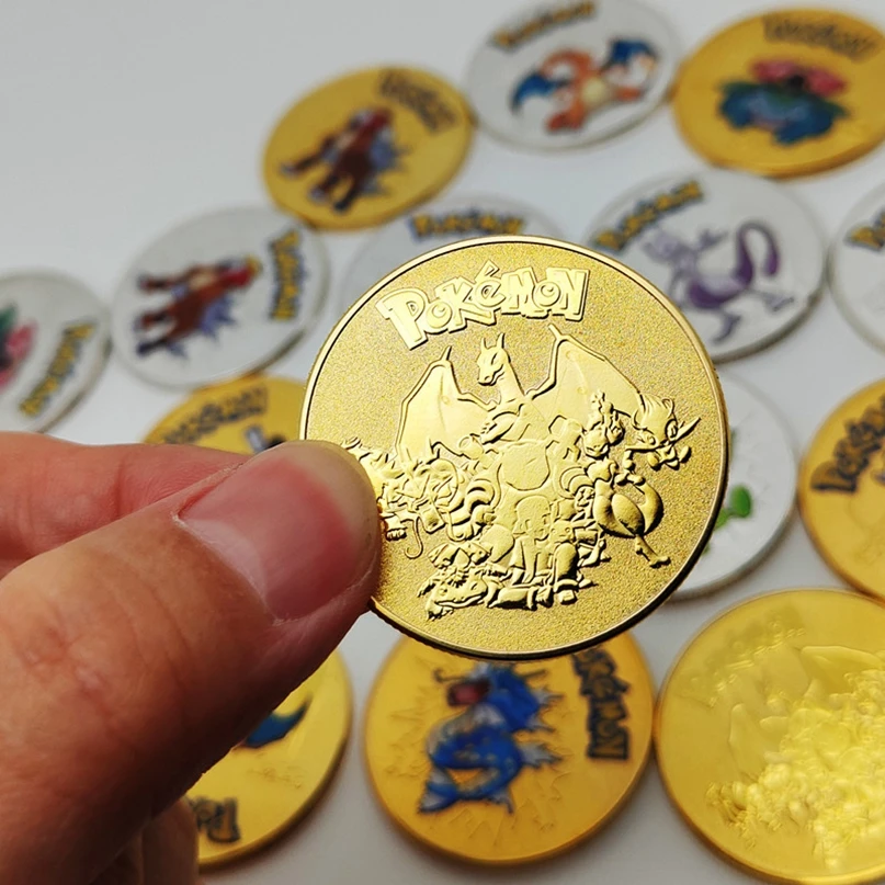Покемон металлические серебряные монеты аниме памятные Charizard Pikachu золотые