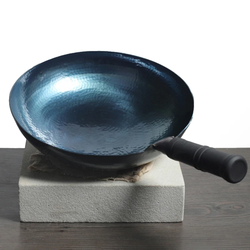

Casting Chinese Traditional Handmade Carbon Steel Forging Wok Pre Seasoned Wrought Iron Cauldron Non-stick Gas Pot