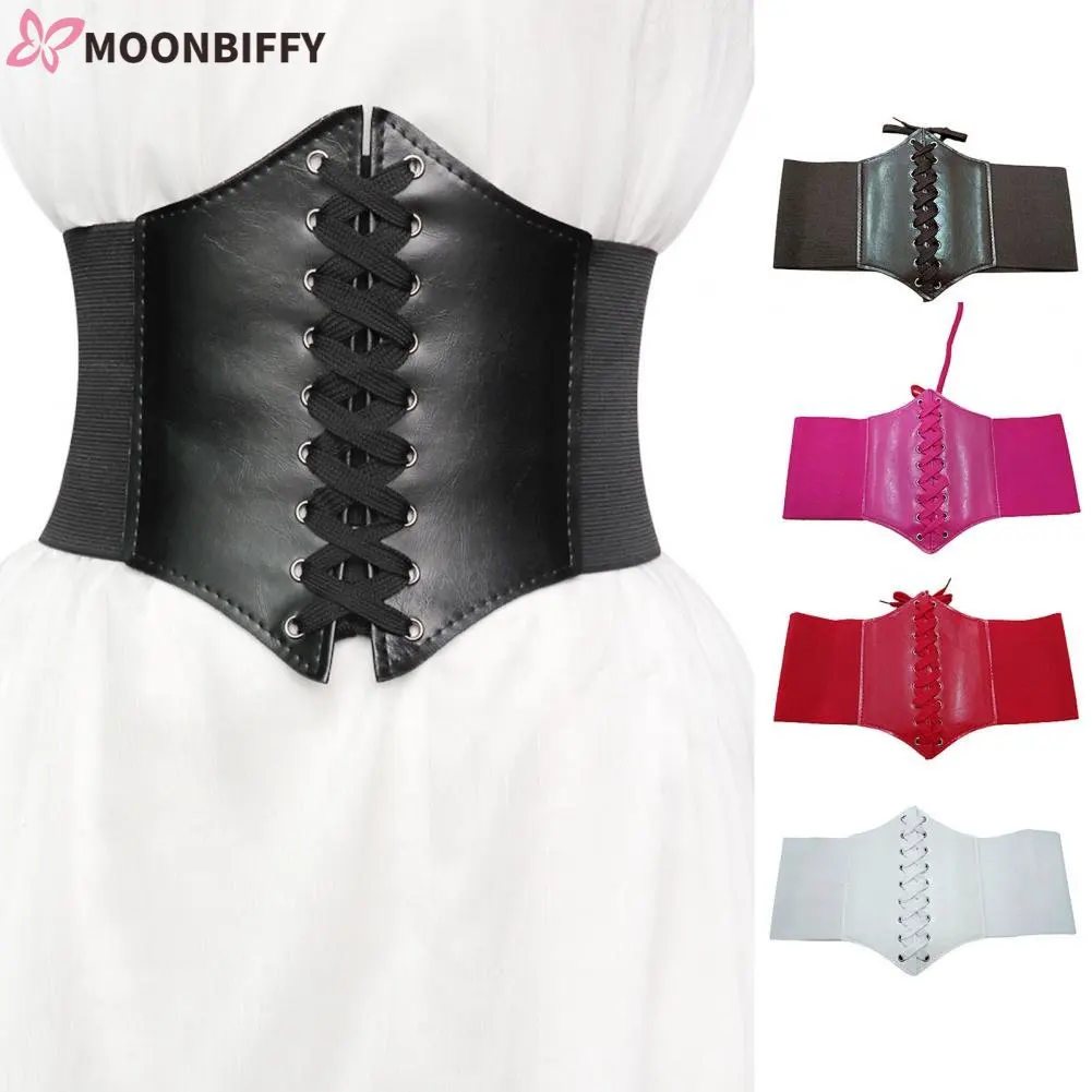 

Fashion Corset Dress Wide Belts Faux Leather Slimming Body Shaping Girdle Belt for Women Elastic Tight High Waist for Daily Wear