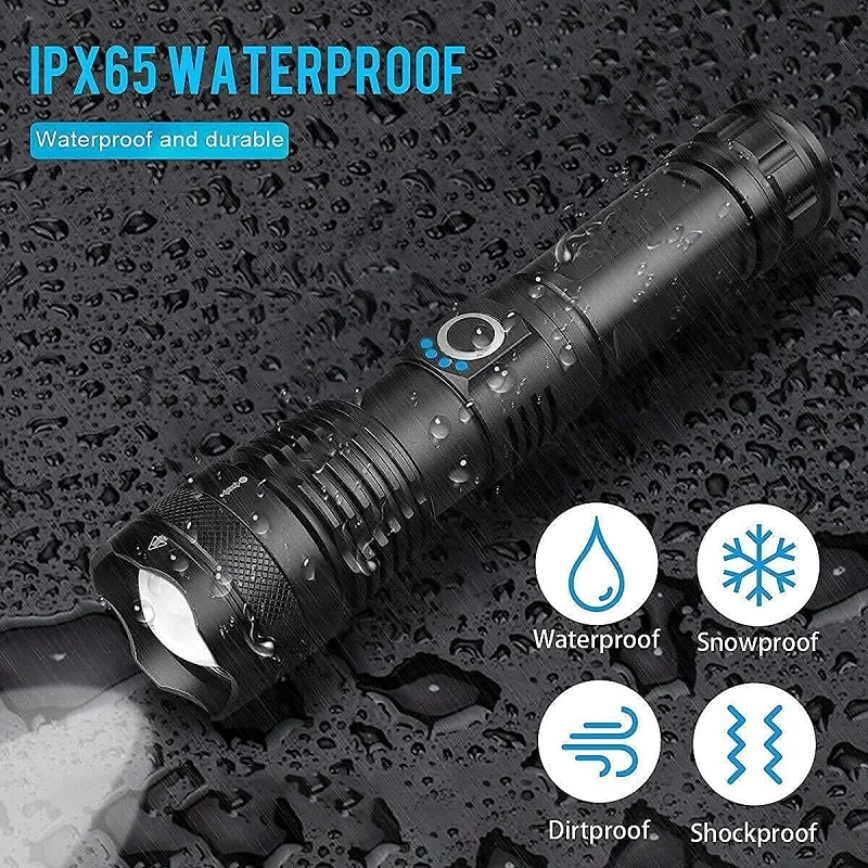Flashlight Tactical Zoom Flashlights Aluminum Alloy XHP50 LED Waterproof Torch Use 18650 26650 Battery |