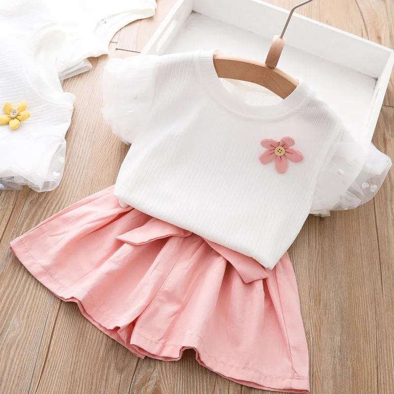 

Baby Girl Clorhing Floral Sweet Casual Clothes Set Summer Korean Short Sleeve Cotton Tops Shorts 2Pcs Toddler Kids Clothing Set