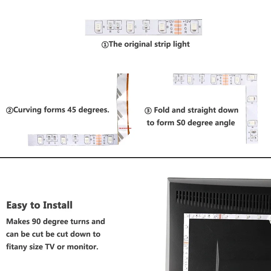 Гибкая RGB лента для подсветки телевизора 12 В 5 м