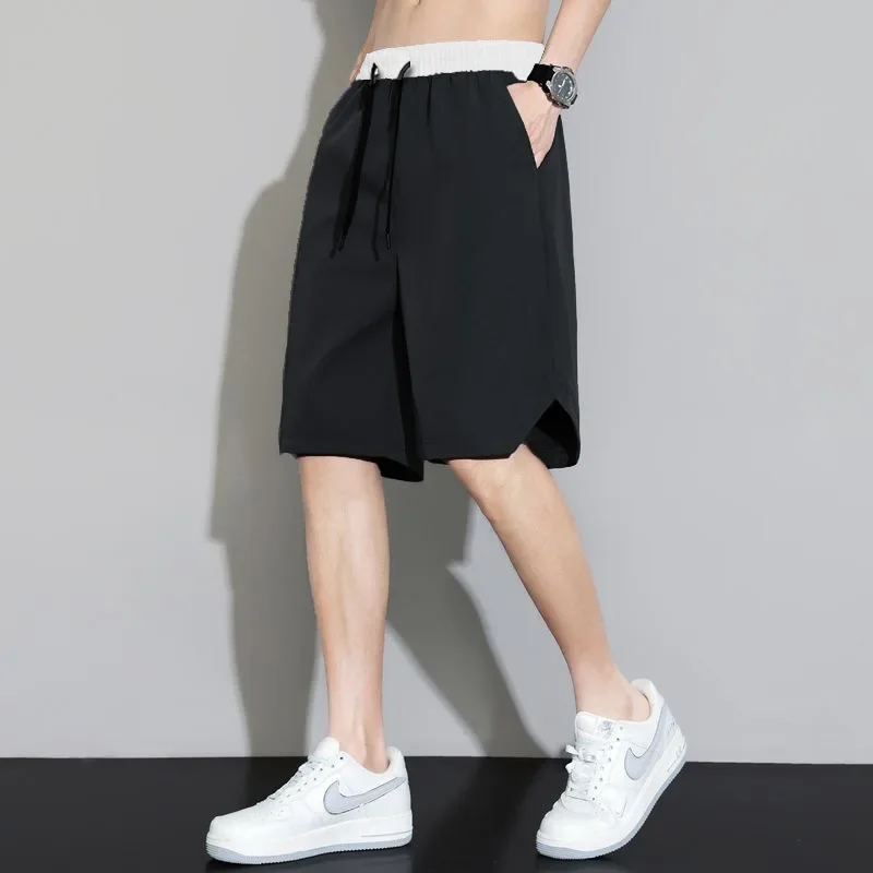 Мужские повседневные шорты из ледяного шелка свободные пляжные штаны тонкие