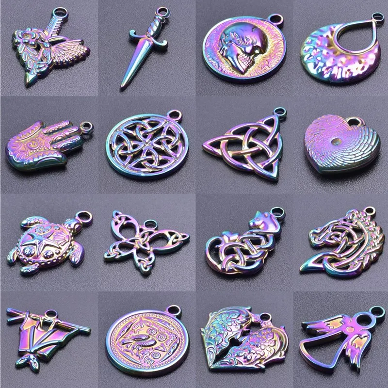

6pc Animal Turtle Bat Horse Pendant Steampunk Stainless Steel Charm For Jewelry Making Supplies Vintage Heart Charms Accessories