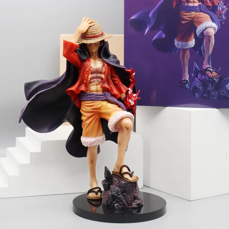 

25 см ПВХ новая Луффи Аниме-фигурка четыре императора D. Luffys соломенная шляпа плащ экшн фигурка Коллекционная модель куклы игрушки