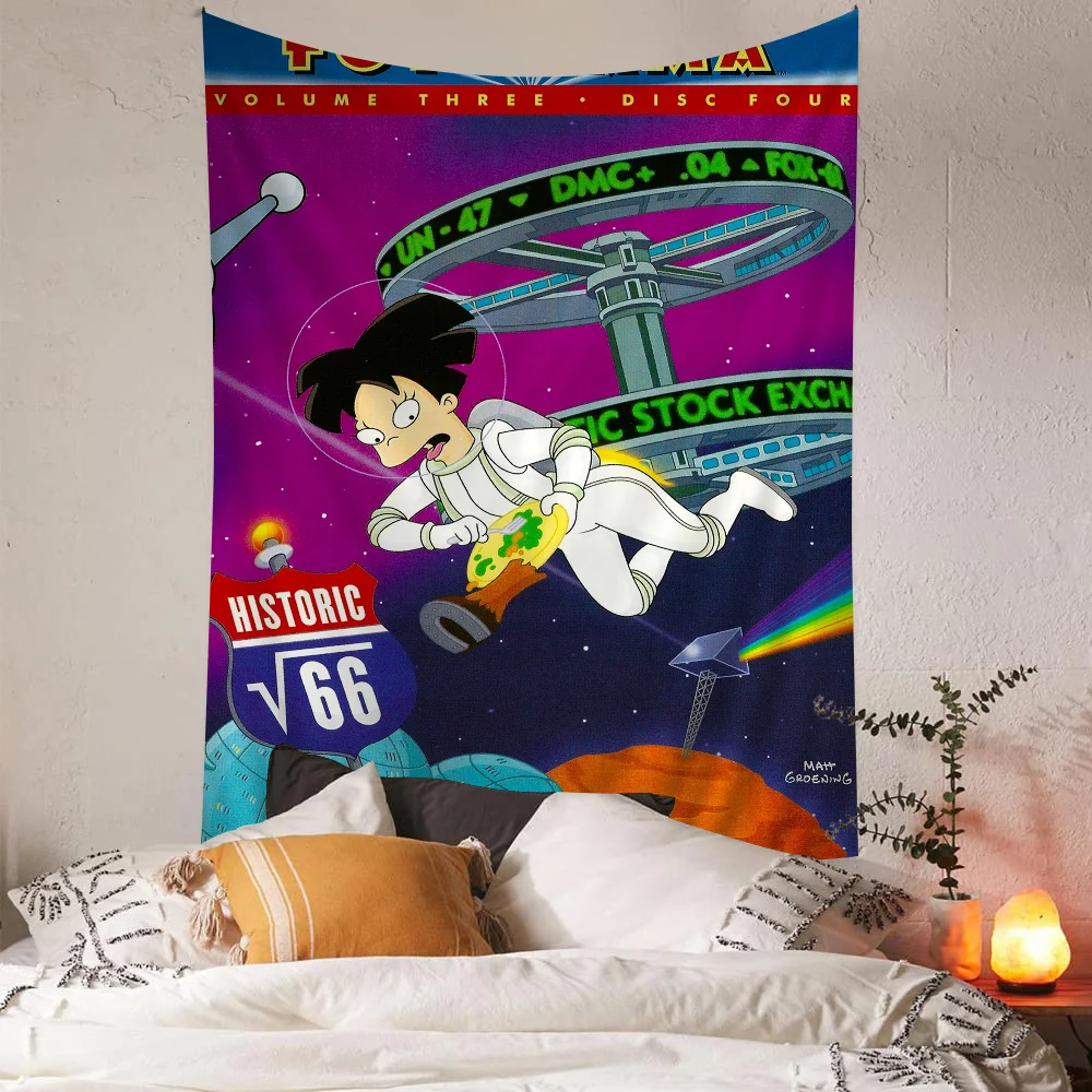 Cartoon Funny F-Futurama Printed Large Wall Tapestry Hanging Tarot Hippie Rugs Dorm Home Decor
