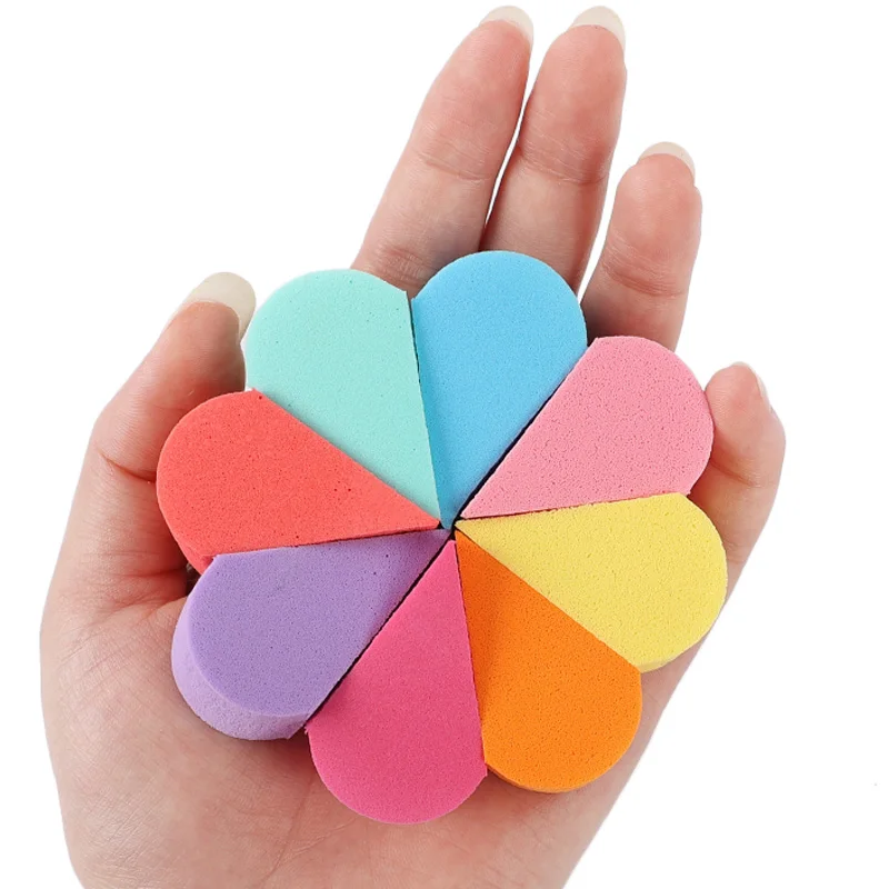 

8pcs Petal Soft Makeup Sponge Mixed Color Foundation Powder Liquid Cream Cosmetic Puff Triangle Beauty Sponges Make Up Tools