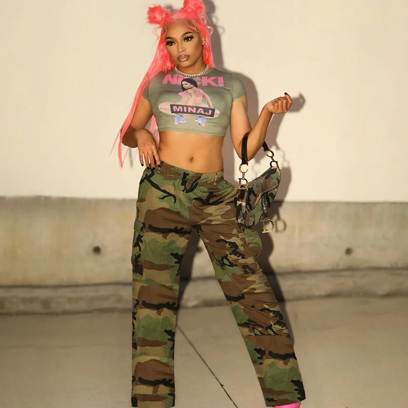 

Осень 2022 в европейском и американском стиле с высокой талией и цифровым принтом, свободная прямая рабочая одежда, повседневные брюки (женск...