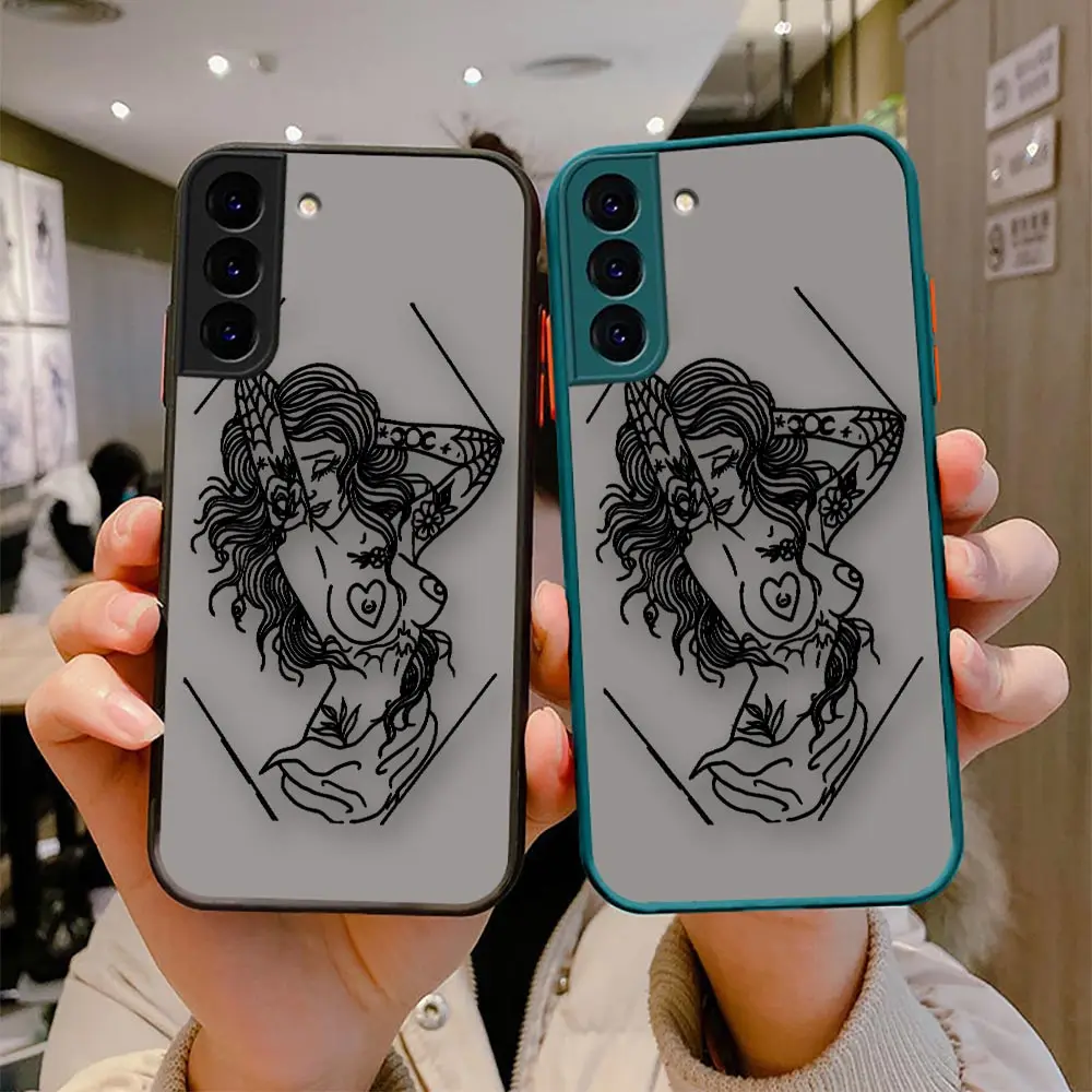 

Fashion Funny Abstract Sexy Art Lines Matte Case For Samsung S22 S21 S20 S10 S10E S9 S8 Note 20 10 9 8 Plus Lite Ultra 5G Case