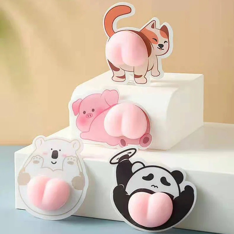 

4 pçs pêssego bonito urso branco gato porco cachorro bunda espremer fidget brinquedo macio mole alívio do estresse novidade