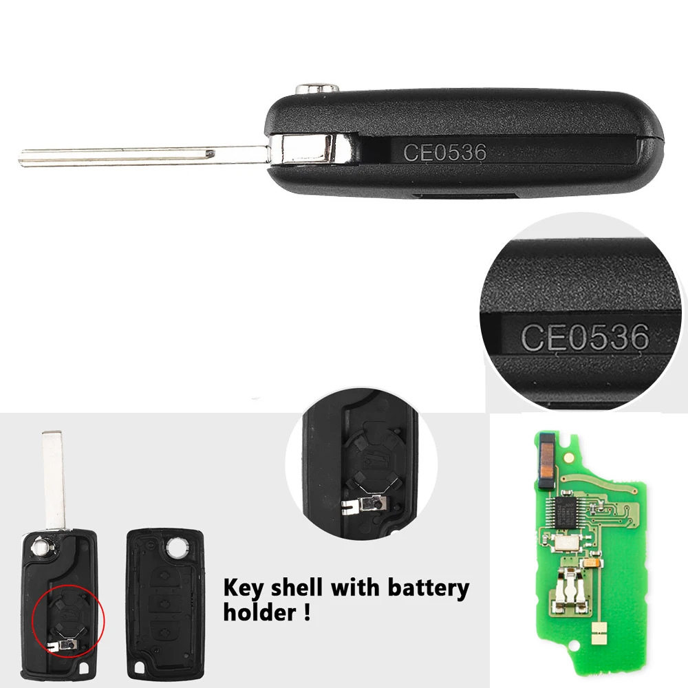 Ключ дистанционного управления автомобилем KEYYOU ASK/FSK 2 кнопки 433 МГц для CITROEN C1 C2 C3 C4