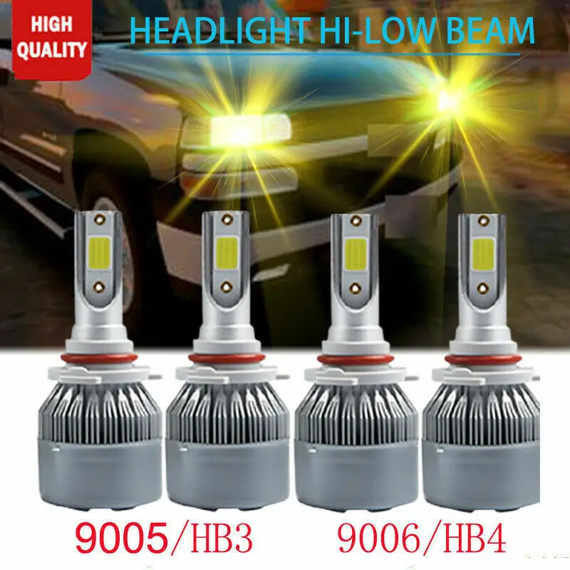 

4х светодиодная фара ближнего/дальнего света 3000K для пикапа Chevy 1500 2500 3500 1990-2000