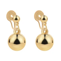 high quality smooth ball shape clip earring for women creative golden silver pandent earring charming non pierced ear clips 2022