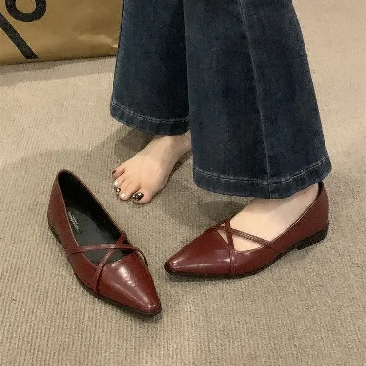 Модные женские туфли Мэри Джейн с перекрестным ремешком новинка 2024 осенние