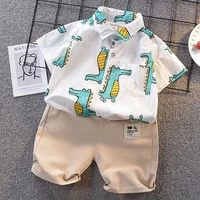 dinosaur boys set cotton baby suit summer short sleeve casual childrens top shorts 2pcs for infant kids outing clothes fashion