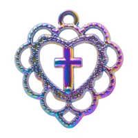 10pcs romance love cross shape charms pendant accessory rainbow color for jewelry making necklace earring metal bulk wholesale