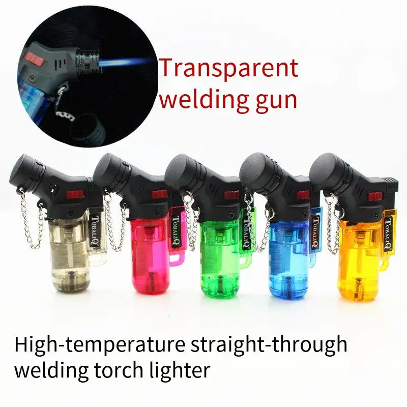 

Mini Creative Transparent Cigar Lighter Pen Spray Gun Inflated Jet Lighter Blue Flame Windproof Cigarettes Pocket Lighters Gift