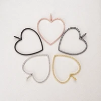 openwork love heart metal frame pendant earring making supplies color zircon micro paved hook clasp diy jewellery necklace charm