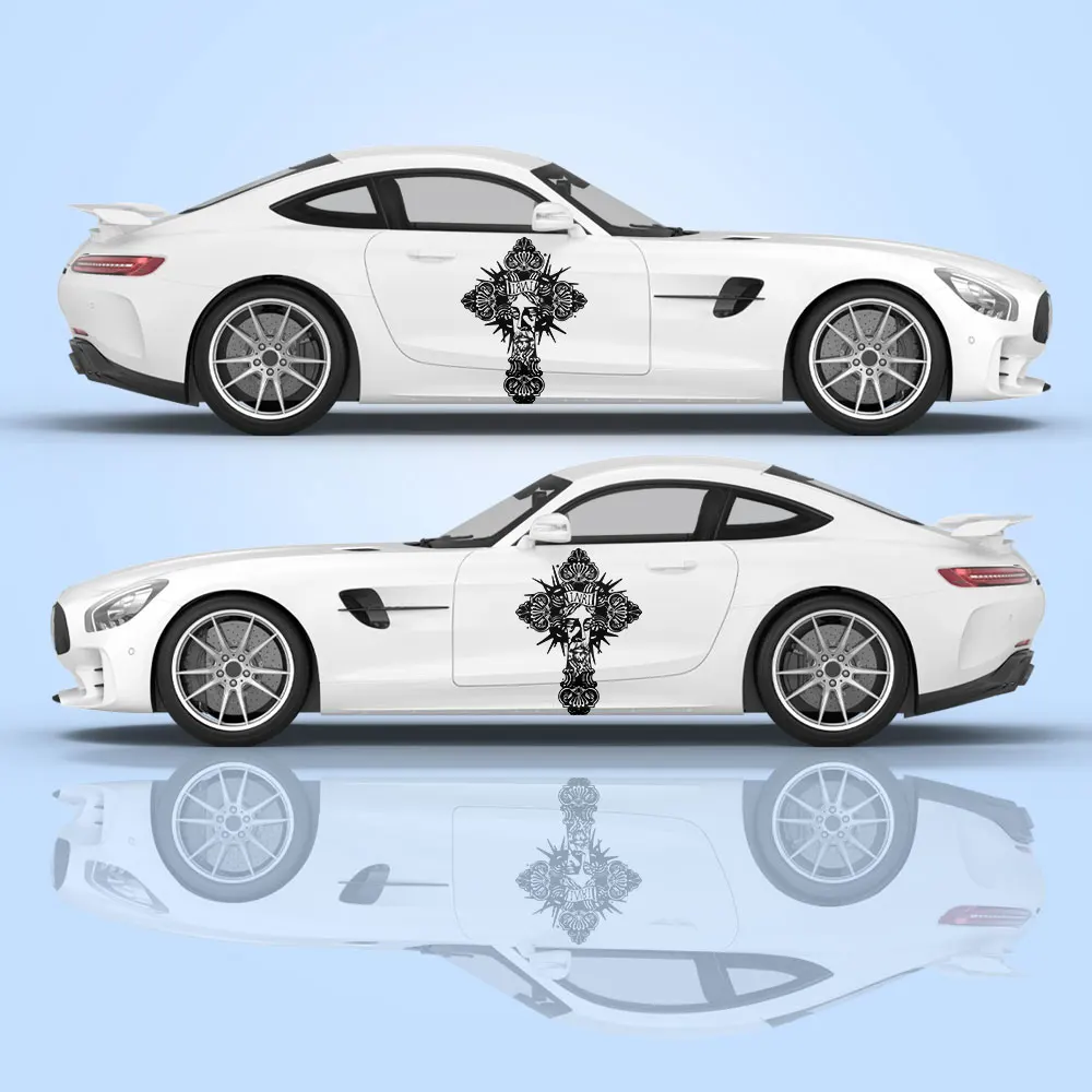 Jesus Cross Car Wrap Sticker Cast Vinyl Wrap Universal Size Sticker Decal High Quality Large Vehicle Graphic Decal