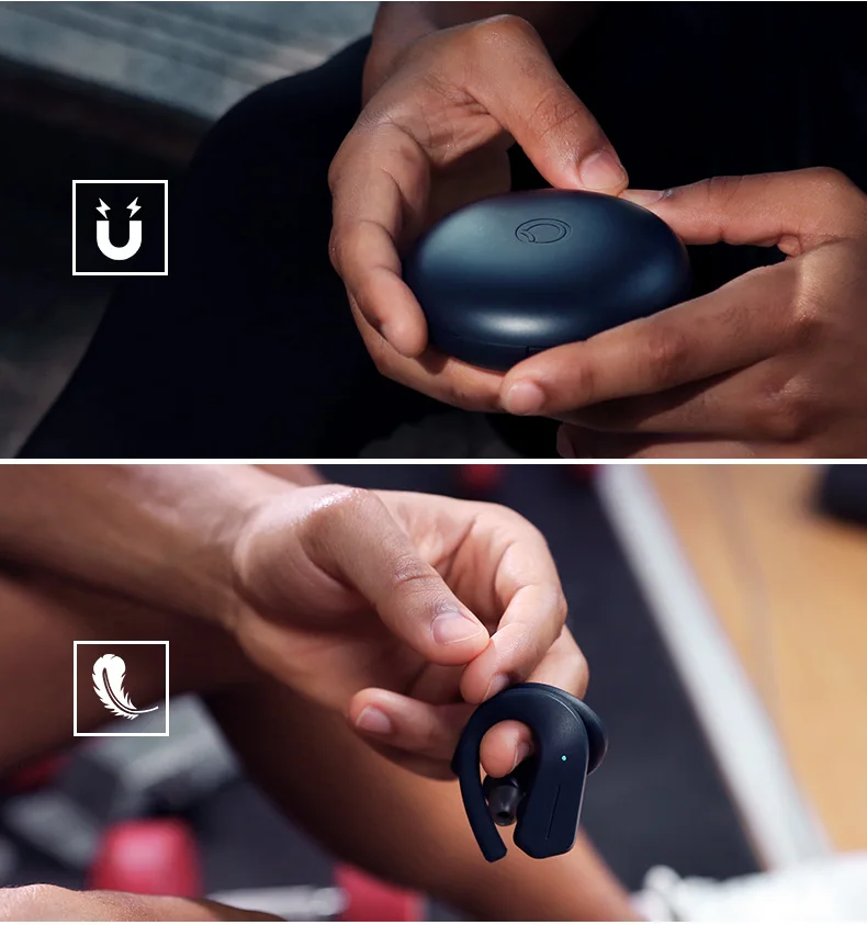 Фото GGMM T1 Беспроводные Bluetooth-наушники 36 часов с длительным сроком службы батареи, сенсорный переключатель, IPX7, водонепроницаемые, легкие спортивные наушники №2