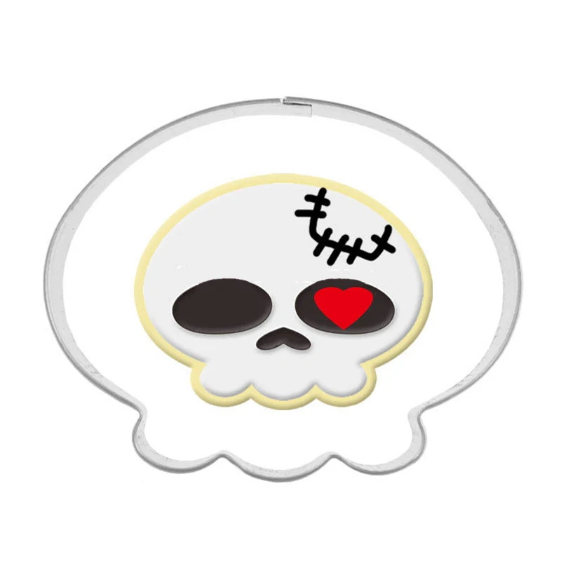 

1pc Halloween Skull Cookie Cutter Stainless Steel DIY Biscuit Fondant Mold Dessert Cookies Baking Tools