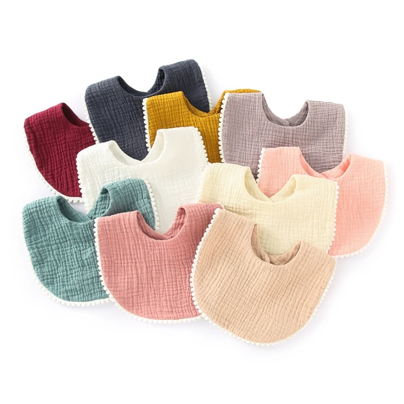 

Baby Bandana Drool Bibs with Ruffle Lace Trim Solid Color Infant Toddler Boys Girls Drooling Teething Saliva Towel Cotton Super