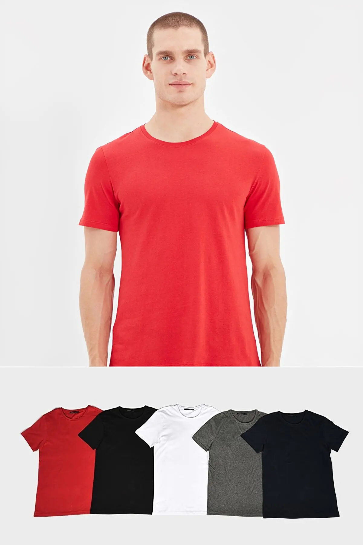 

Multi-Color Men's Basic Slim Fit Five Package Bicycle Collar Short Sleeve t-shirt t-shirt 0243 T-Shirt For Men Men t-shirt
