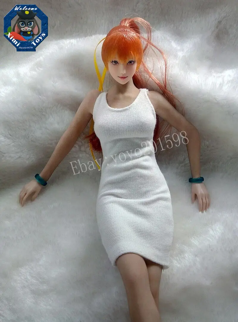 

E2-12 Custom White 1:6 Female Clothing Dress For 12" Women Seamless Body