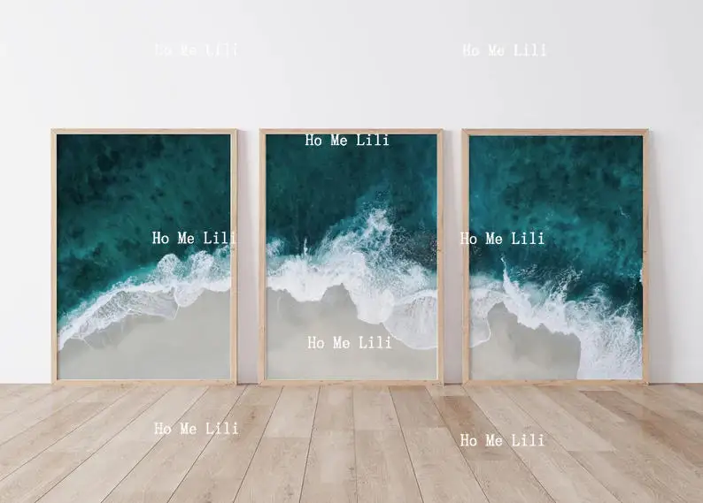 Океанский триптих Настенное искусство Океанские волны Воздушное побережье 3-х