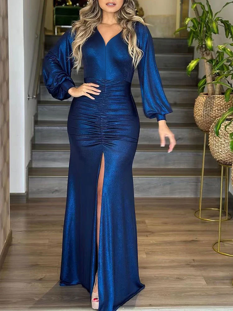 Элегантные вечерние платья длинное пикантное платье с глубоким V-образным