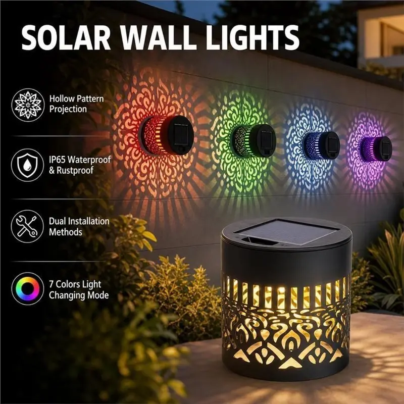 Фото Солнечные светильники AB34-4 Pack Solar Mandala для наружного освещения стен, водонепроницаемые IPX65, для наружного освещения стен, террас, ступеней, лестниц, для декора сада №4