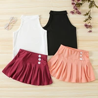 toddler girl clothes summer new girls solid color pit strip sleeveless vest skirt two piece childrens suit