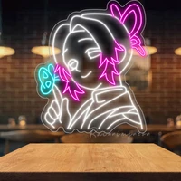 custom led shinobu kocho nezuko japanese anime neon night light sign home bar wall bedroom kawaii decor birthday