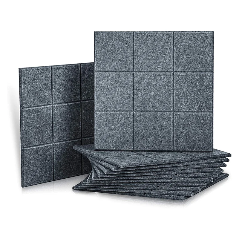 

12Pcs Acoustic Absorption Panels,Beveled Ceramic Tiles for Sound Insulation,9 Block Design,for Homes Offices,30X30X0.9cm