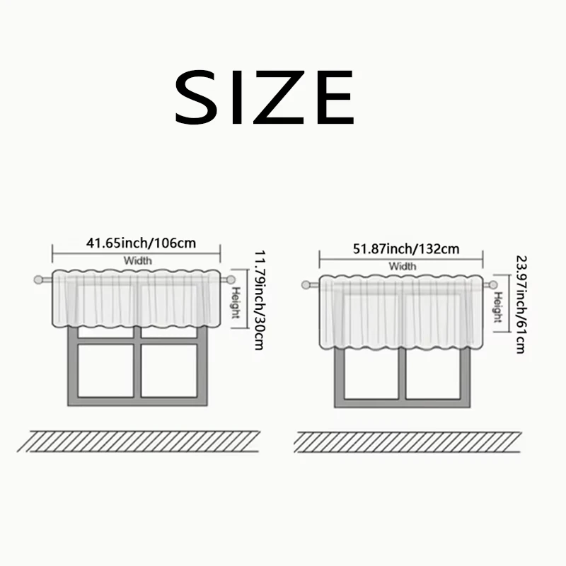 Фото 100% затемняющая кухонная короткая штора W106cm x H30cm 2PCS, W132cm x H61cm 2PCS №2