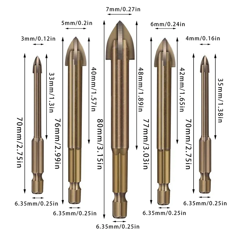 

LANDGOO набор сверл для стекла 3/5/6/7 мм