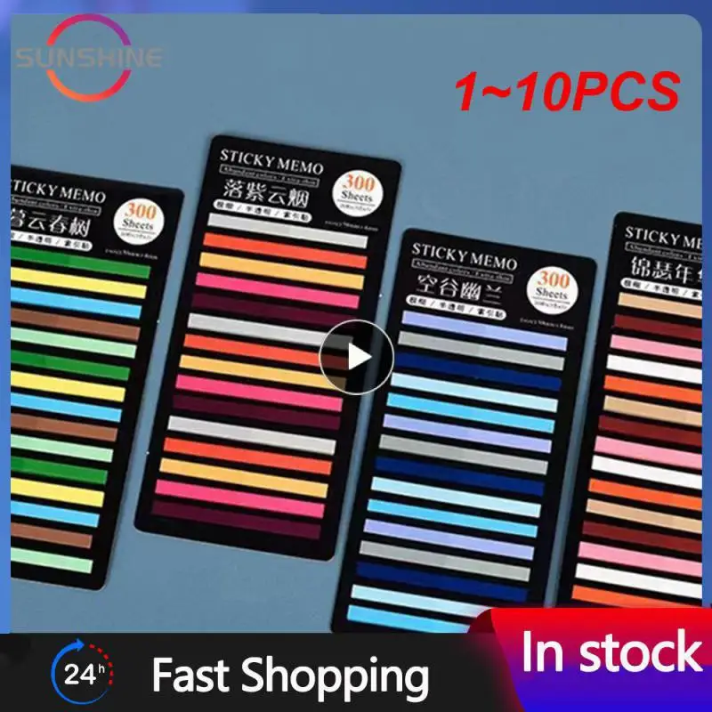

1~10PCS 300 Sheets Colorful Fluorescent Sticky Notes for Translucent Waterproof Student Stationery Supplies Studying Planners