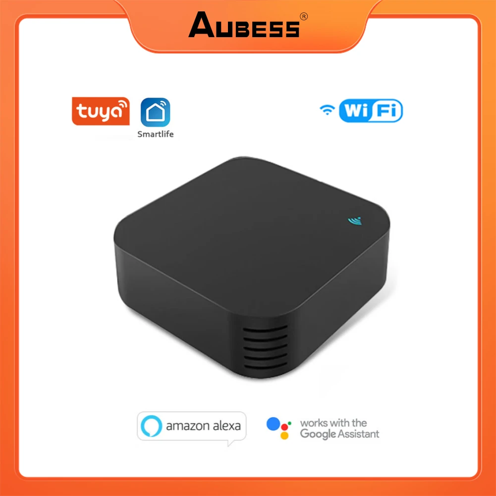 

Умный пульт дистанционного управления Aubess Tuya, универсальный инфракрасный контроллер для измерения температуры и влажности, совместим с Alexa...