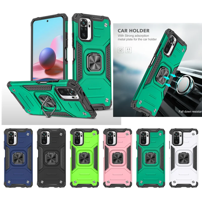 

Redmi Note 10 Shockproof Case For Xiaomi Redmi Note 10 10S 9 Prime 9S 8 K30 Pro 9A 9C 8A 5G With Ring Holder Magnetic Phone Case