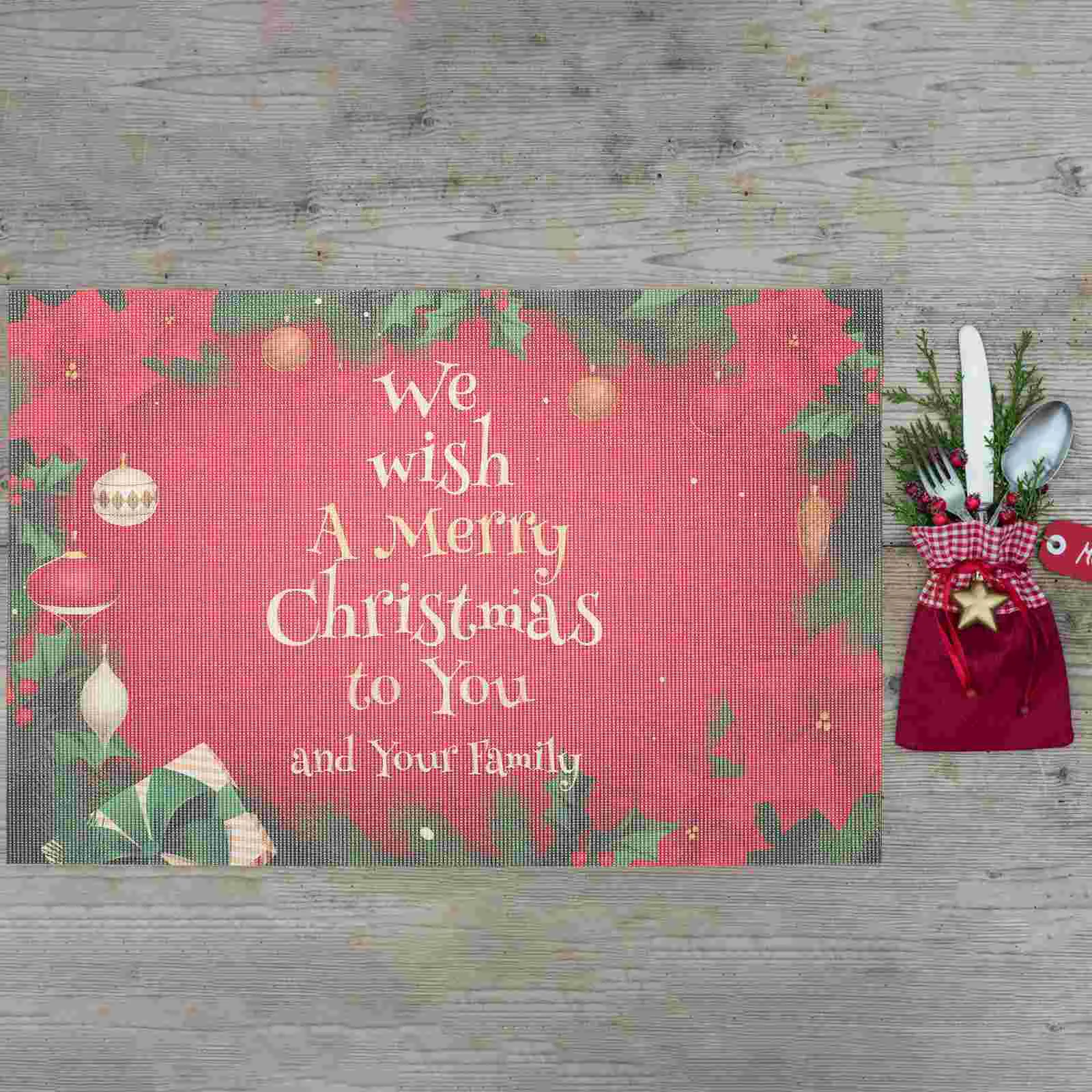 

Christmas Table Placemats Mats Tableware De Cup Dinner Decoration Clearance Decorations Comedor Individuales Mesa Para Pads