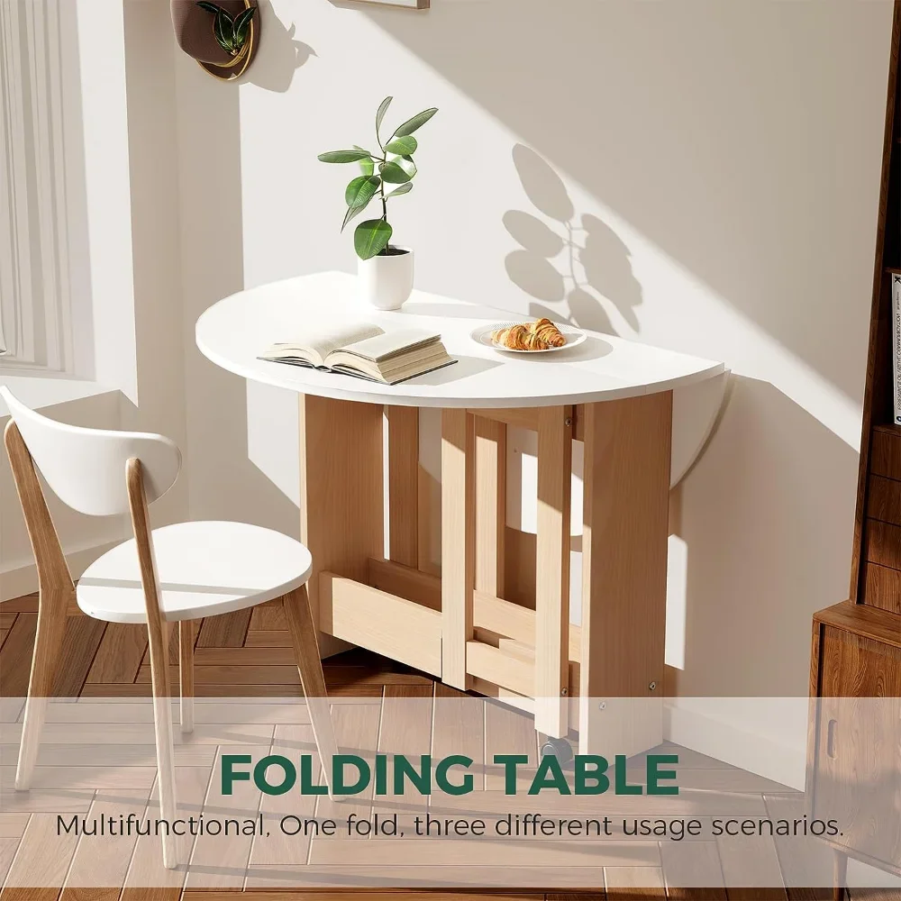 Складной круглый обеденный стол с откидными листами