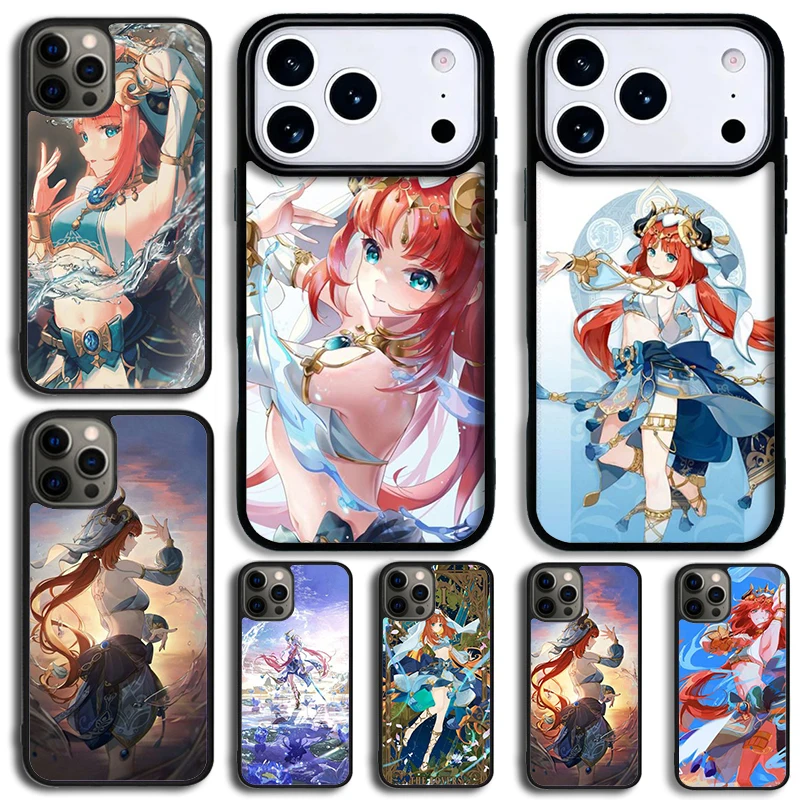 Фото Чехол для телефона Genshin Impact Nilou для iPhone 14 Pro Max 15 13 12 16 17 Pro 11, противоударный силиконовый чехол-накладка с декором №1